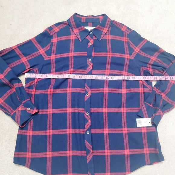 NEW FOXTROT Women's Plaid Flannel Button Up Shirt Size 14 relaxed Fit - Picture 6 of 11